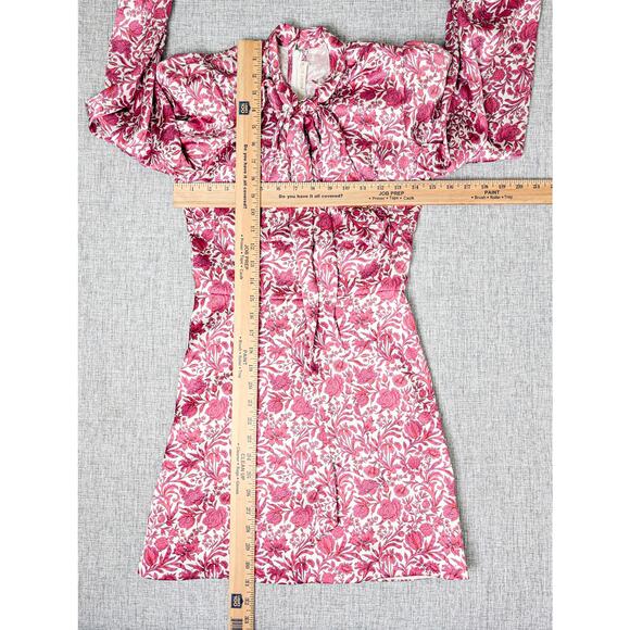 The Vimpres Wife Bow-Tie Floral Silk Mini Dress Red Pink 8UK 4US - Picture 12 of 12
